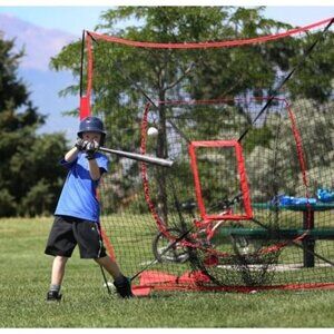 7'×7' Baseball Softball Practice Net w/Strike Zone, Baseball Hitting Batting